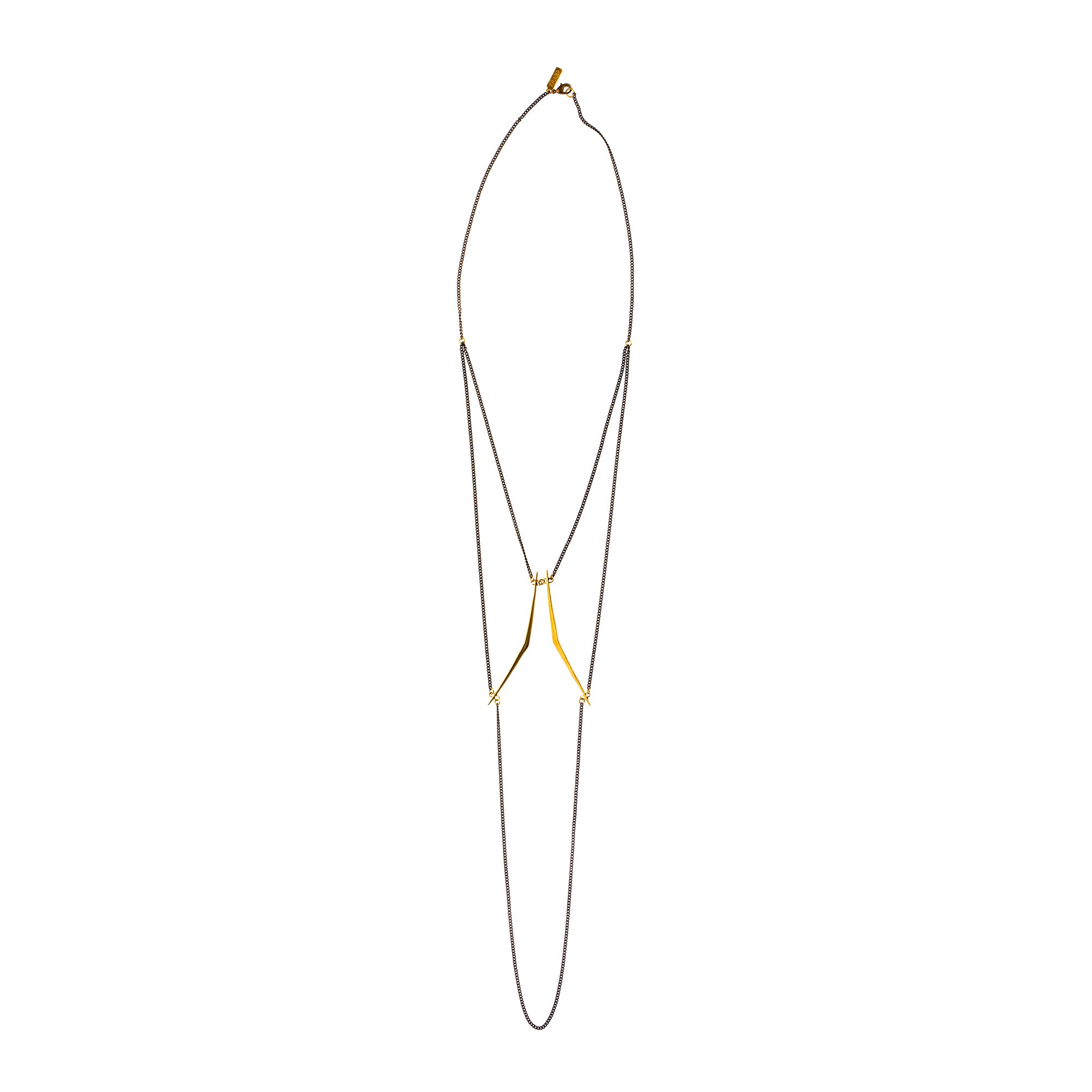 Double Ray Swag Necklace in Brass  K/LLER Collection Jewelry – K