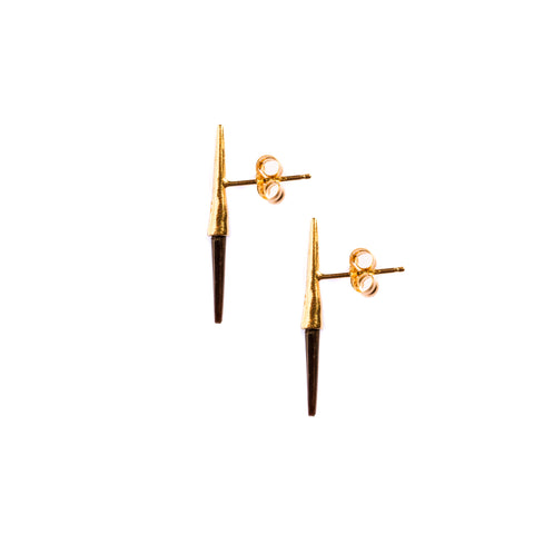 Petite Bionic Spike Quill Studs Yellow Gold