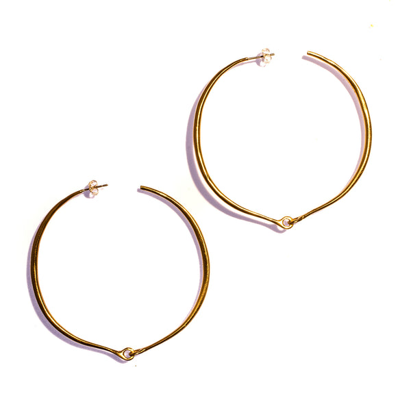 Large Hinged Hoops Brass