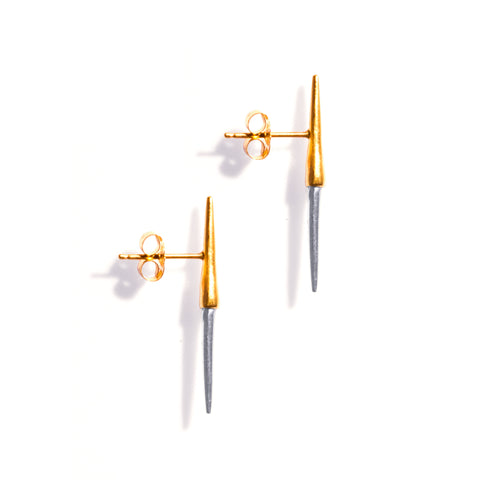 Petite Bionic Spike Studs Yellow Gold / Sterling Silver