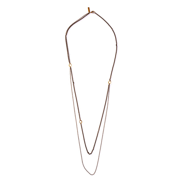 Small Ellipse Double Chain Necklace Brass