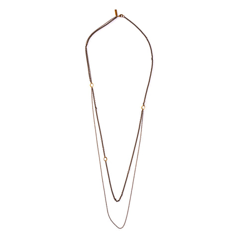 Small Ellipse Double Chain Necklace Brass