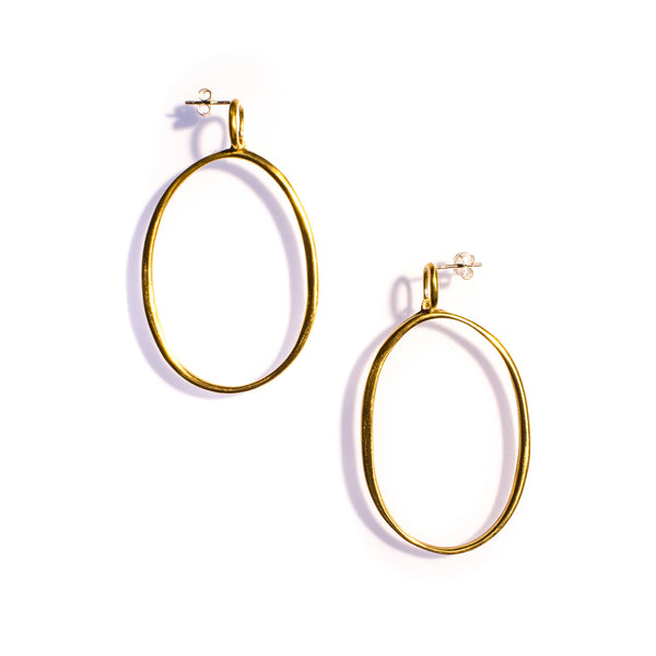 DOUBLE ELLIPSE DROP STUDS BRASS