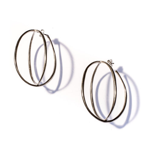 DOUBLE ELLIPSE HOOPS STERLING