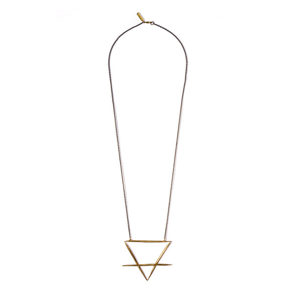 LARGE EARTH NECKLACE LONG BRASS