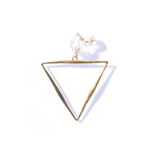 HERKIMER DIAMOND / MEDIUM WATER BRASS DROP 1/2 PAIR A COLLABORATION WITH HINGE DESIGN