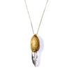 BRASS SILK COCOON CAP / OPTICAL LEMURIAN QUARTZ PENDANT / SILVER CHAIN