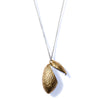 BRASS SILK COCOON LOCKET / SILVER CHAIN