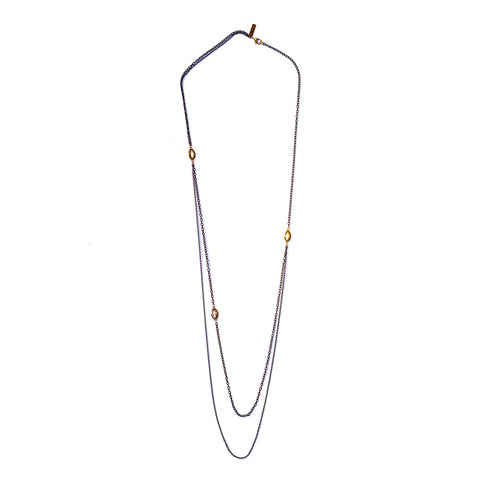 ENCOMPASS ELLIPSE LINK DOUBLE CHAIN NECKLACE BRASS