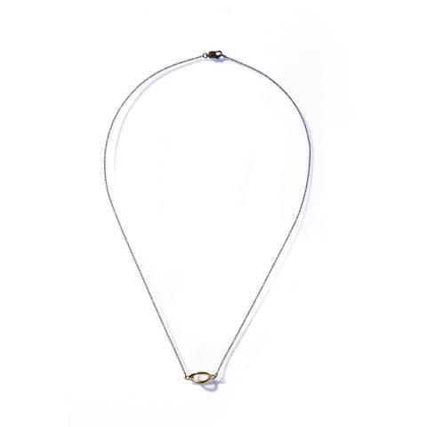 PETITE ENCOMPASS ELLIPSE NECKLACE YELLOW GOLD  / BLACKENED SILVER CHAIN
