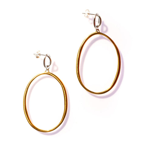 ENCOMPASS ELLIPSE DROP STUDS BRASS / STERLING